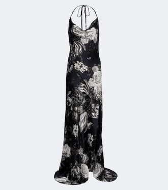 Roberto Cavalli Floral halterneck silk maxi dress