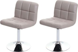Hhg Set 2x sedie lounge girevole elegante imbottita Kavala ecopelle 44x43x76cm grigio tortora
