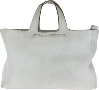Bottega Veneta Pre-owned Intrecciato Leren Tote Bag - Dames - Vintage Shopper - Wit - ONE Size - Leer - Vintage