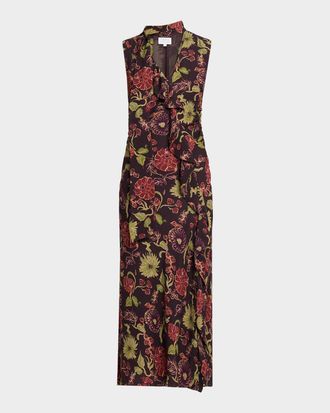 Tanya Taylor Amelia Sleeveless Floral Scarf Dress