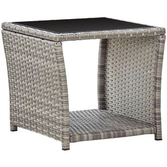 vidaXL Tavolino da Caff&egrave; Grigio 45x45x40 cm in Polyrattan e Vetro - Vidaxl