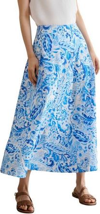 Hobbs London Antonella Paisley Print Midi Skirt in Bluemulti at Nordstrom, Size 14