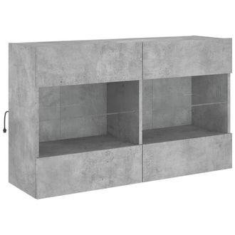 Berkfield Home TV Wall Cabinet with LED Lights Concrete Grey 98.5x30x60.5 cm