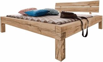 Massivmoebel24 JANGALI 213 Letto matrimoniale a travi in legno di quercia selvatica - oliato / bianco 200x200