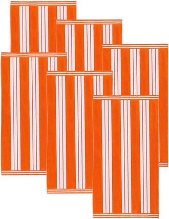 Superior Set Of 6 Cabana Stripe Oversized Cotton Beach Towels
