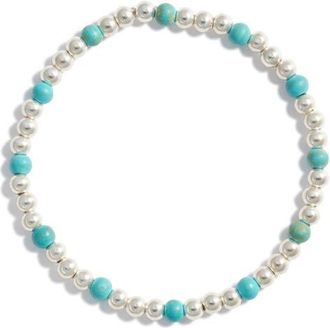 Nashelle Turquoise Stone & Bead Stretch Bracelet in Sterling Silver at Nordstrom, Size 6.5