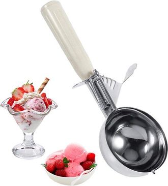 No Brand Cuchara Para Helado De 6,7 Cm De Di&aacute;metro, Con Mecanismo De Liberaci&oacute;n, De Acero Inoxidable Color Crema, Para Helado, Galletas Y Masa Para Pasteles