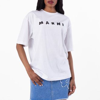Marni Scribbled Logo Jersey Cotton T-Shirt, Brand Size 42 ( US Size 10 )