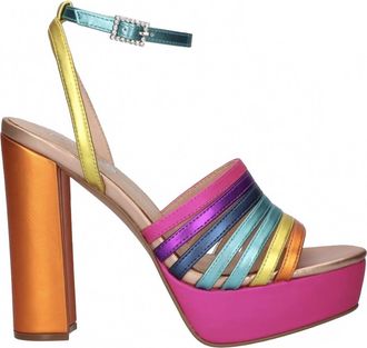 Ex&eacute; Womens Ophelia High Heeled Sandal In Orange/pink/orange