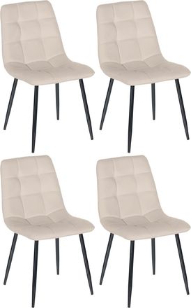 Clp Set de 4 sillas con patas de metal y asiento en Terciopelo Crema