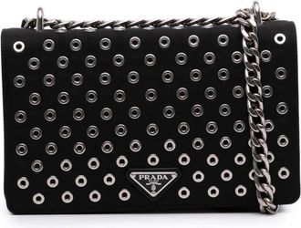 Prada Pre-owned Cross Body Bags, female, Black, Size: ONE SIZE Pre-owned Studded Shoulder Bag