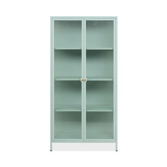 Calicosy Vitrine avec 2 portes vitr&eacute;es et 3 &eacute;tag&egrave;res en m&eacute;tal L80 cm - Verde