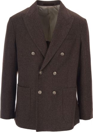 Eleventy Double-Breasted Jacket with Notch Lapel and Metallic Buttons