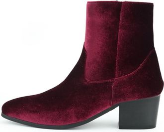 Generic High Heel Heighten Side Zipper Chelsea Boots for Men Pointed Toe Chunky Block Heel Dress Ankle Boot for Business Party Wedding,Burgundy,10.5 UK