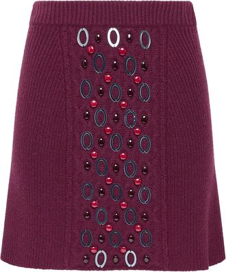 Maliparmi bead-embellished ribbed skirt - Red