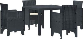vidaXL Conjunto De Comedor De Jard&iacute;n 5 Pcs Antracita Ratan Polt Vidaxl