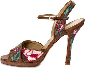 Valentino Garavani Sandali con ricamo a fiori 115mm - Marrone
