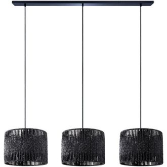 Paco Home Paco Home - Lámpara Suspensión Mesa Comedor Cesto Boho Colgante Lámpara E27 Ratán Lámpara colgante - Negro, Negro (Ø27cm)