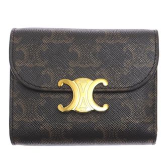 Celine Brown Coated Canvas Wallet (Tri-Fold) (Pre-Owned)