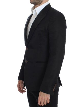 Dolce & Gabbana Mens Black Silk Slim Fit Blazer Cotton Clothing