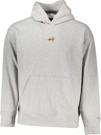 Tommy Hilfiger Grijze katoenen hoodie met logo - Heren - Hoodies - Grijs - 2XL - Katoen - Hoodies & sweatvesten