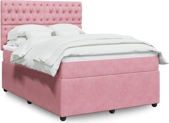 vidaXL Cama Box Spring Con Colch&oacute;n Terciopelo Rosa 140x200 Cm Vidaxl