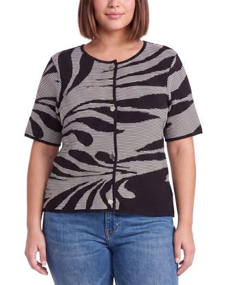 Anne Klein Plus Floral Short Sleeve Cardigan
