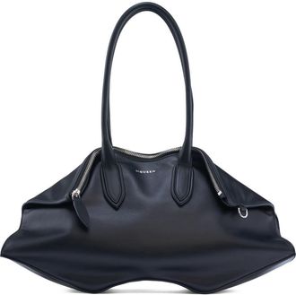 Alexander McQueen Small Manta Leather Handbag in Black/Silver at Nordstrom