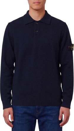 Stone Island Navy Blue Regular Polo Sweater
