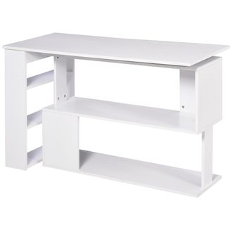 HOMCOM Scrivania Angolare Con 5 Ripiani 120x100x74.5cm Bianco - Homcom