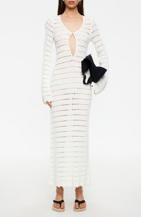 Lioness Leisure Open Stitch Long Sleeve Maxi Sweater Dress in Porcelain at Nordstrom, Size X-Small