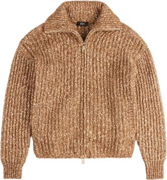 Fay Cardigan a coste con zip - Marrone