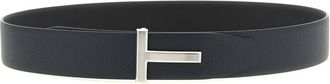 Tom Ford Navy Blue T Buckle Reversible Belt