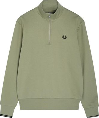 Fred Perry Half-zip Logo-embroidered Cotton Sweatshirt - Light Green - Xxl