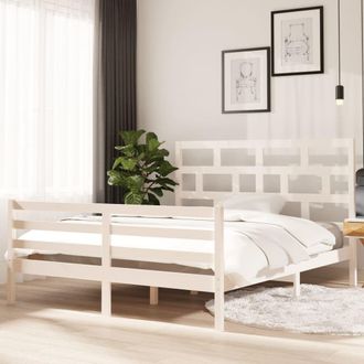 Berkfield Home Bed Frame White Solid Wood Pine 160x200 cm