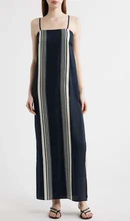 Rag & Bone Suki Stripe Sleeveless Silk Blend Maxi Dress in Salute Scarf Print at Nordstrom, Size 10