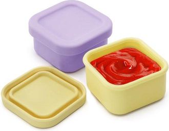 OEM Recipientes De Silicona A Prueba De Fugas Para Aderezos De Ensalada, Paquete De 2, 96 Ml (3.4 Oz), Cuadrados Y Gruesos, Salsas, Dips, Aperitivos