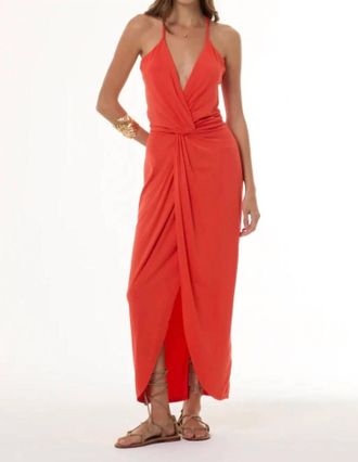Young Fabulous & Broke Womens Siren Jersey Slip Dress In Lava Solid