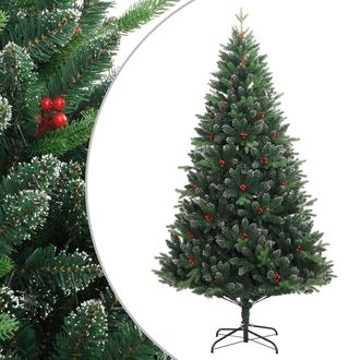 vidaXL Rbol De Navidad Artificial Con Bisagras Y Frutos Rojos 150 Cm Vidaxl