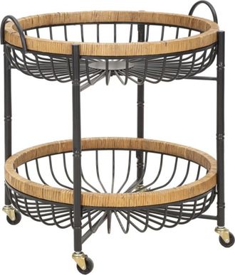 Mauro Ferretti Carro de hierro negro y madera marrón 57x55,5x62,5 cm