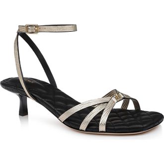L'agence Genette Ankle Strap Kitten Heel Sandal in Gold Lizard at Nordstrom Rack, Size 7.5