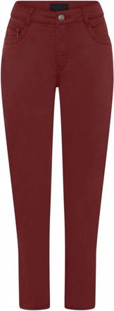 C.Ro Rode Broek met Ritsdetail Suzanne 288 - Dames - Slim Fit Broeken - Rood - 3XL - Katoen - Broeken