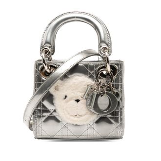 Dior Pre-owned Dior Micro Metallic Lambskin Cannage Bear Lady Dior Ladies 136-BO-0147