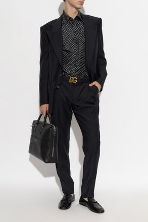 Dolce & Gabbana Wool Pleated Trousers, Mens, Black
