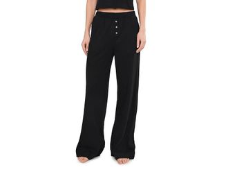 Pact Dream Rib Wide Leg Lounge Pants Womens Clothing Black : LG, Cotton/Elastane