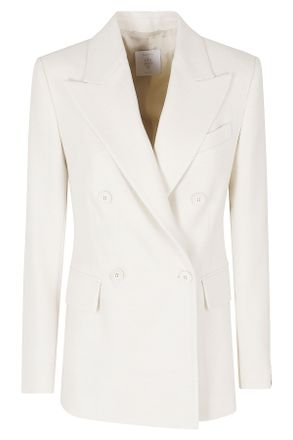 Eleventy Sand Double-Breasted Peak Lapel Wool-Blend Blazer