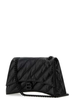 Balenciaga Womens Black Leather Medium Crush Shoulder Bag Borse A Tracolla