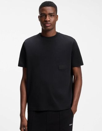 HUGO BOSS Mens BOSS Green TS Structure Mens T-Shirt - Dark Blue 402 - Navy - Size: 38