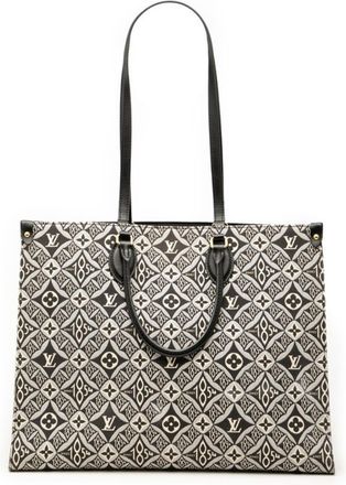 Louis Vuitton Black White Canvas Leather Handbag Tote Bag (Pre-Owned)