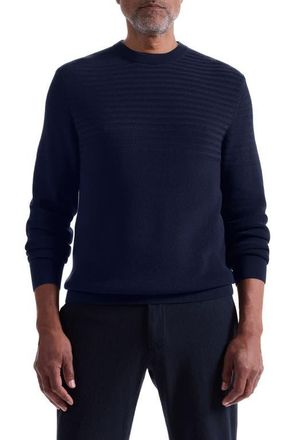 Bugatchi Mixed Stitch Cotton Crewneck Sweater in Navy at Nordstrom, Size Xx-Large